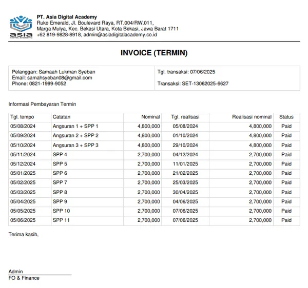 Invoice Termin