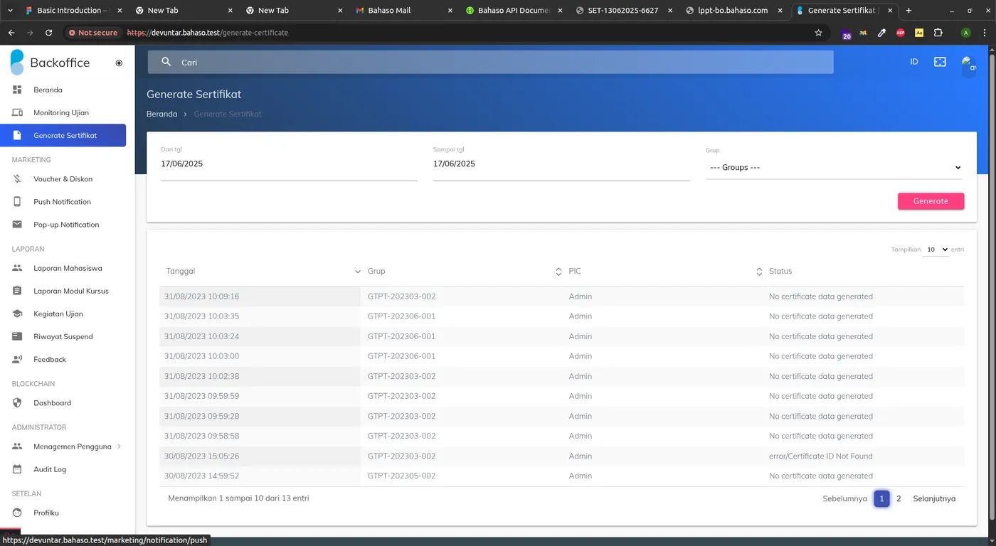 Generate Sertifikat UNTAR